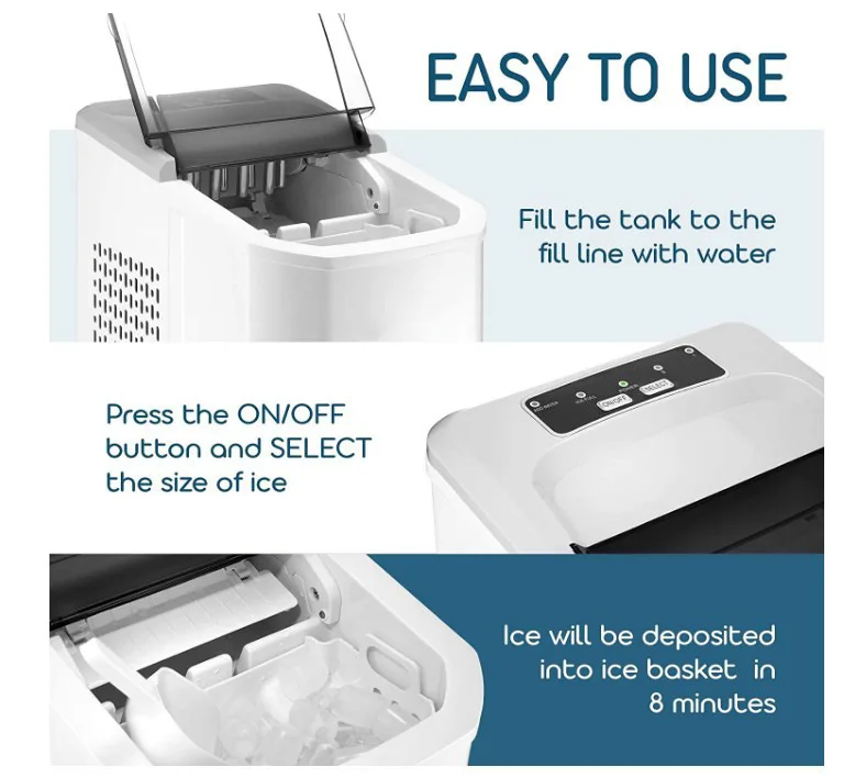 12Kg/24h portable ice maker self-cleaning countertop 2 size household kitchen ice cube ice maker