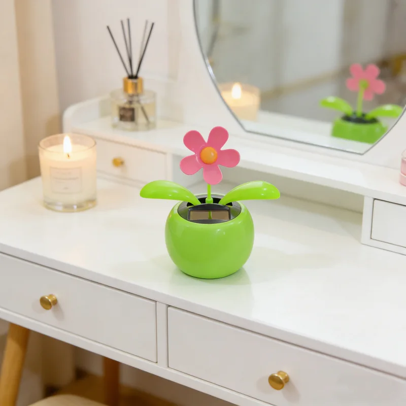 

New Solar Toy Funny Swinging And Dancing Apple Solar Flower Model Creative Car Ornament And Home Desk Decoration Cute Gifts