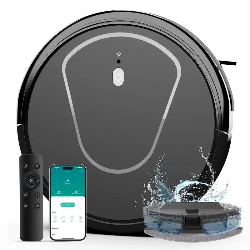 The 3-in-1 5000Pa vacuum cleaner features both wet and dry functions, automatic charging, anti-tangle design, suitable