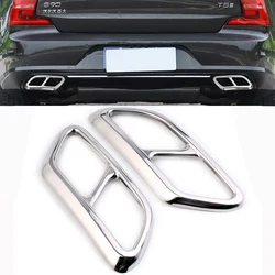 Stainless Steel Tail Throat Pipe Modified Cover Trim For Volvo S90 2016-2020 V90 S60 Car Exhaust Tail Pipes Decoration Frame 2pc