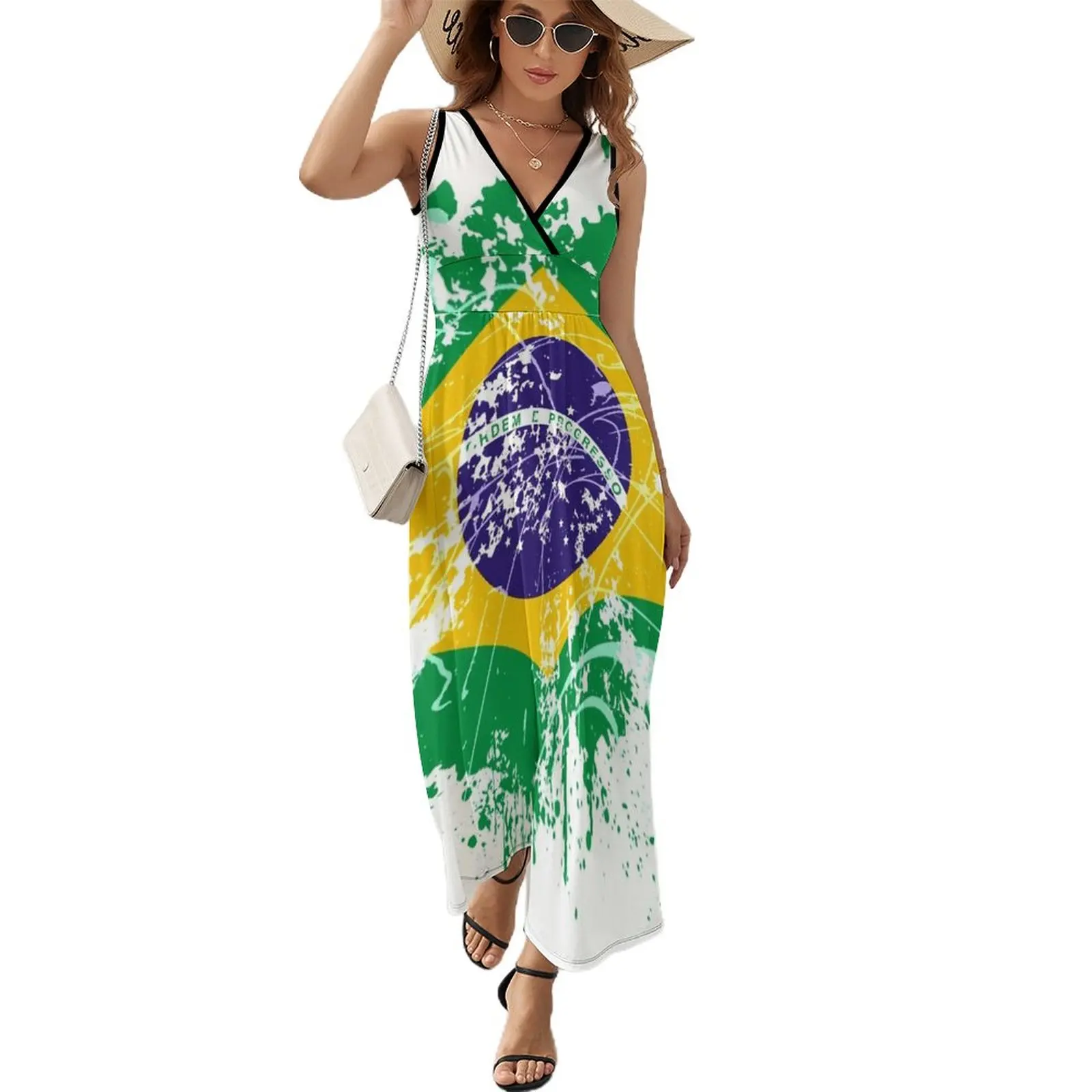 

Brazil Flag Sleeveless Dress Long dresses Evening gown prom dress