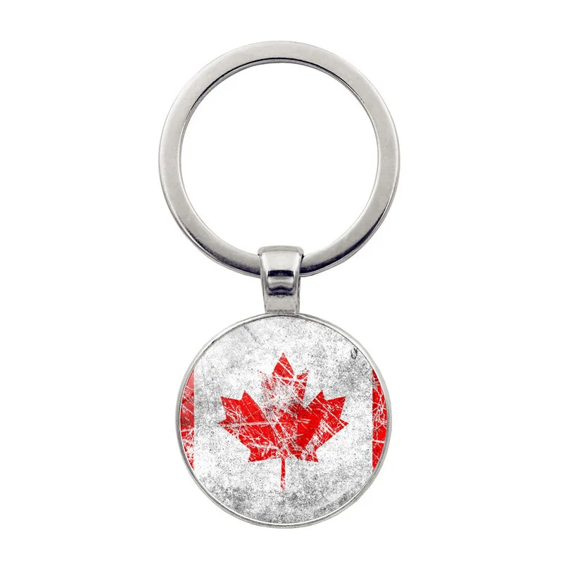 Glass Pendant Key Chain Flag of Canada Versatile Jewelry Alloy Keychain Canadian Maple Leaf Flag Gifts for Friends