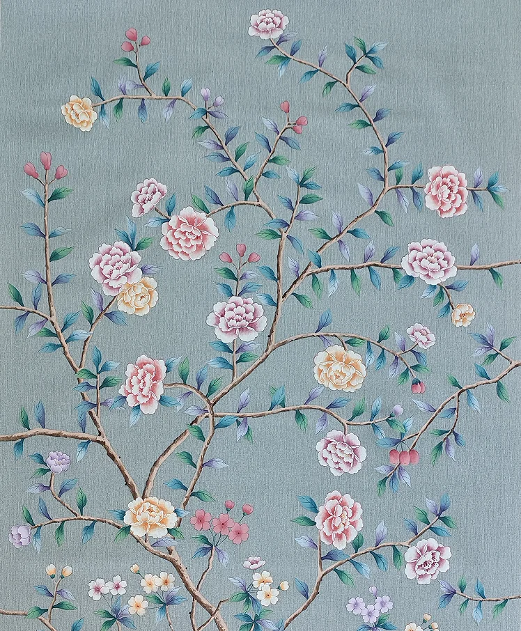 Customized HAND-MADE silk/PVC Wallpaper Hand-Painted Flower/Bird for Bedroom/Living/Study/Dining Room/Porch/Sofa/TV wallcovering