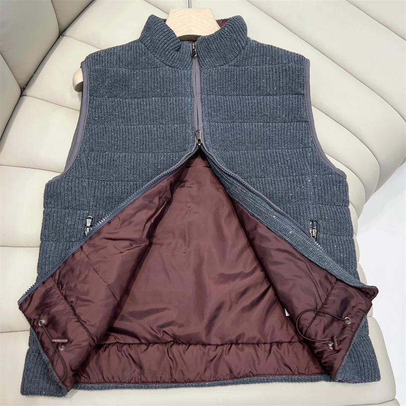 شتاء جديد المرأة الوقوف طوق سميكة الدافئة الترتر محبوك أسفل سترة Y2K جودة عالية موضة عادية بسيطة تانك القمم #4