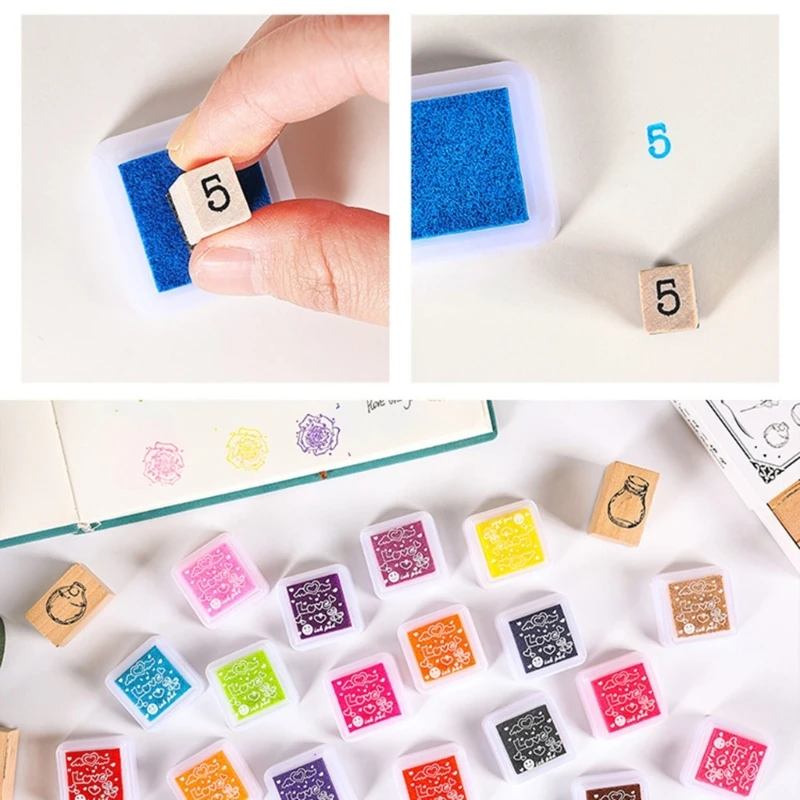 Craft Rainbow Ink Pads ล้างทําความสะอาดได้ Finger Ink Pads ชุด 12/24 สี Craft Stamp Pad สําหรับกระดาษไม้ผ้า, สมุดภาพ