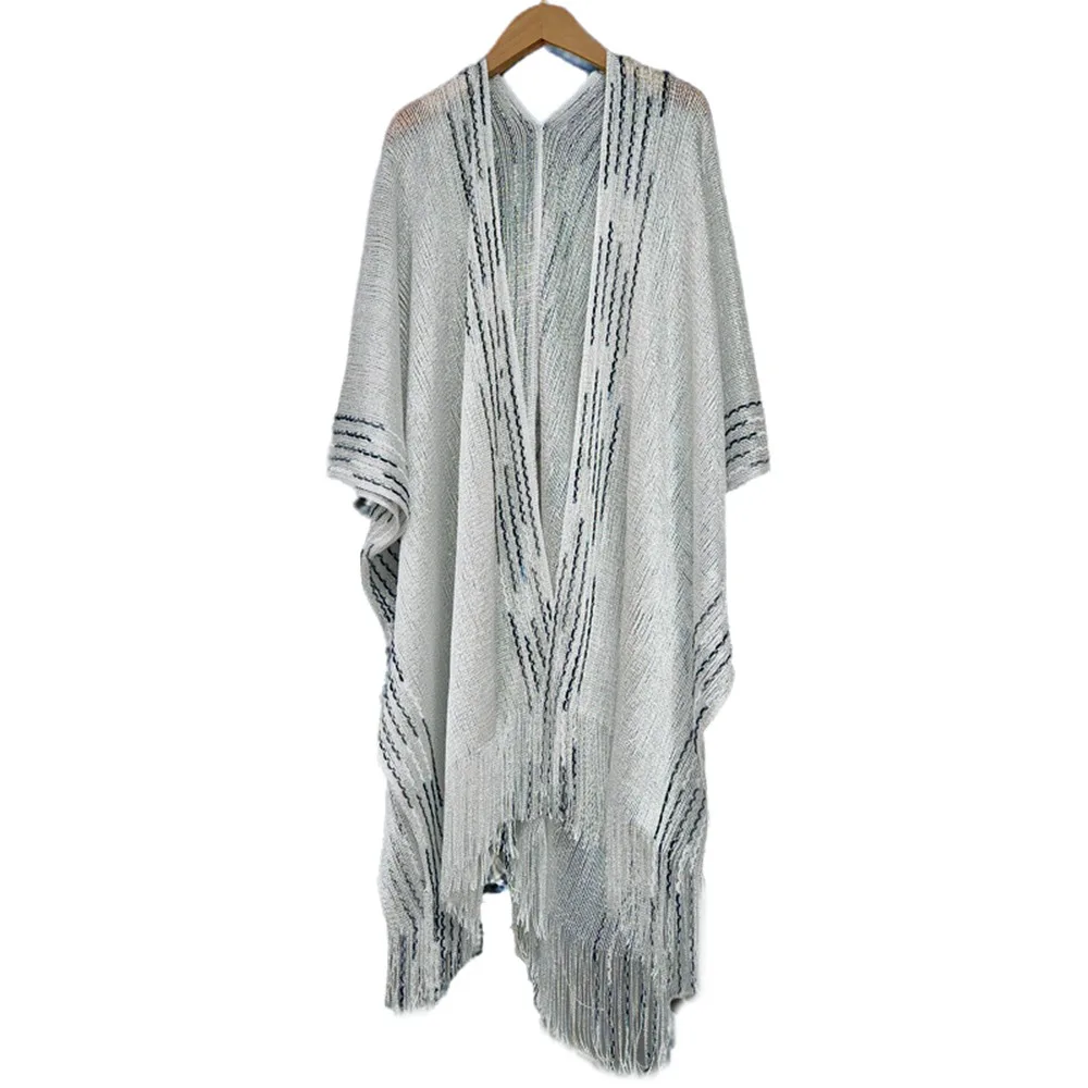 

Модный женский кардиган-шаль из тюля с бахромой и пэчворком, с V-образным вырезом, ажурный, для свадьбы, церемоний, косплея