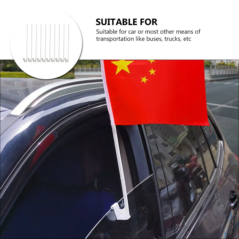 10pcs Flag Holder Car Window Flagpole Car Fix Flagpole Vehicle Flag Support Poles Car Parade Flagpole For Team Flag Nation Flag