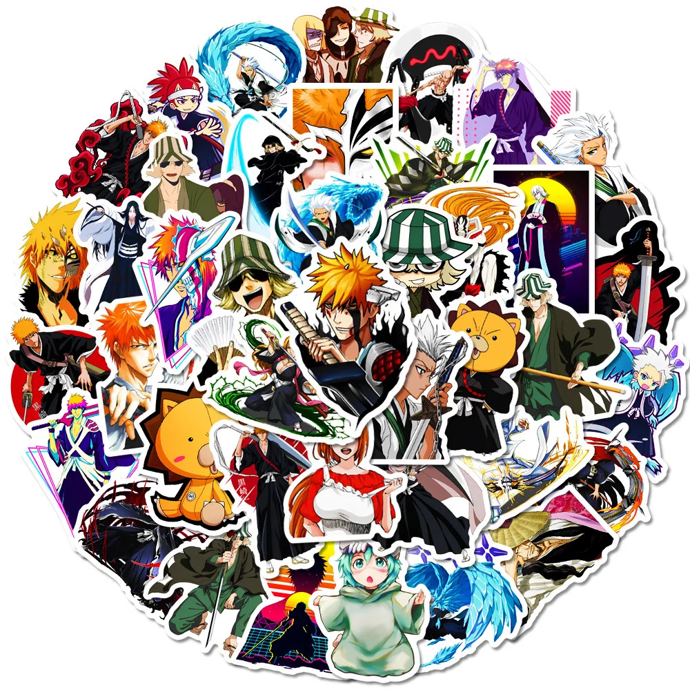 10/30/50pcs Classic Cool Anime BLEACH Manga Stickers Waterproof DIY Water Bottle Phone Diary Cartoon Sticker Decals Kid Toy Gift