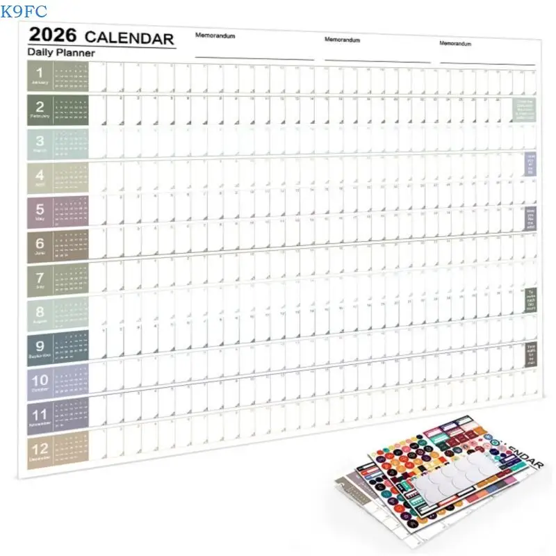 K9FC 2026 Wall Calendar Complete with Reference Pages Holiday List and Note Sections