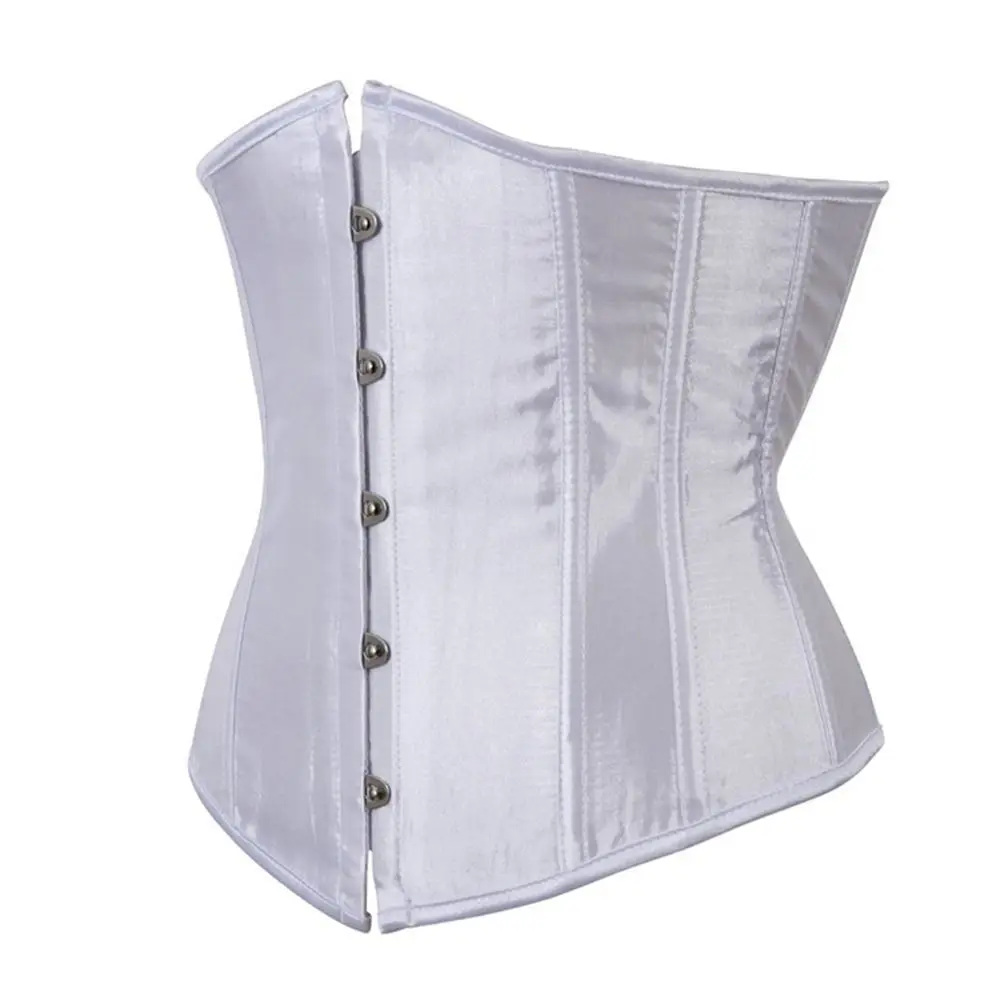 Women Gothic Sexy Satin Underbust Corset Bustier Waist Cincher Slimming Body Shaper Corselete Lingerie Plus Size Party Clubwear