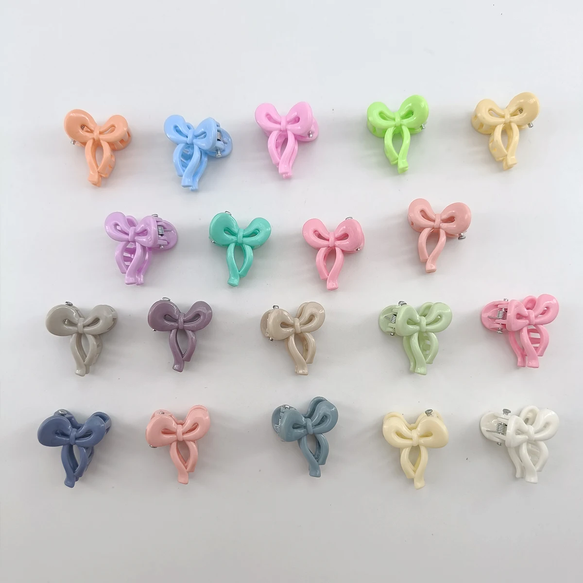 20PCS/set 2.7cm Ribbon Bow Side Clip Women\'s Macaron & Morandi Color Girls Bangs Hairpin Small Grab Clip Hair Ornament