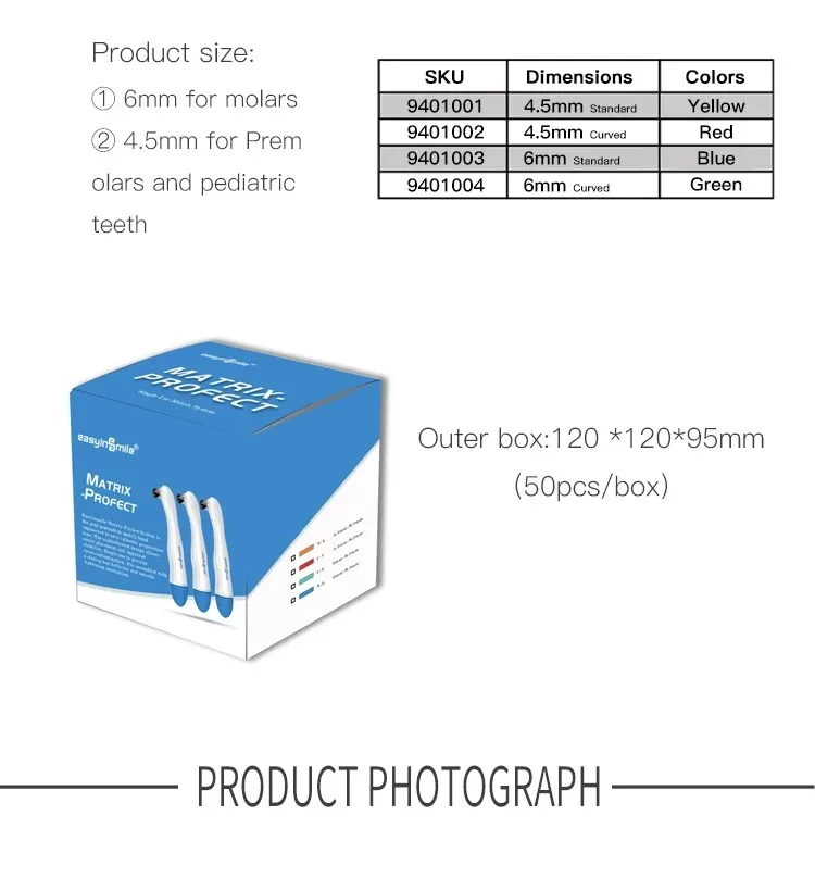 50PCS Dental Sectional Profect Matrix Band Halten Einstellen Vor Geformt 4,5/6,0 MM Ring System Werkzeug für zähne Füllung Materias – Detail 9