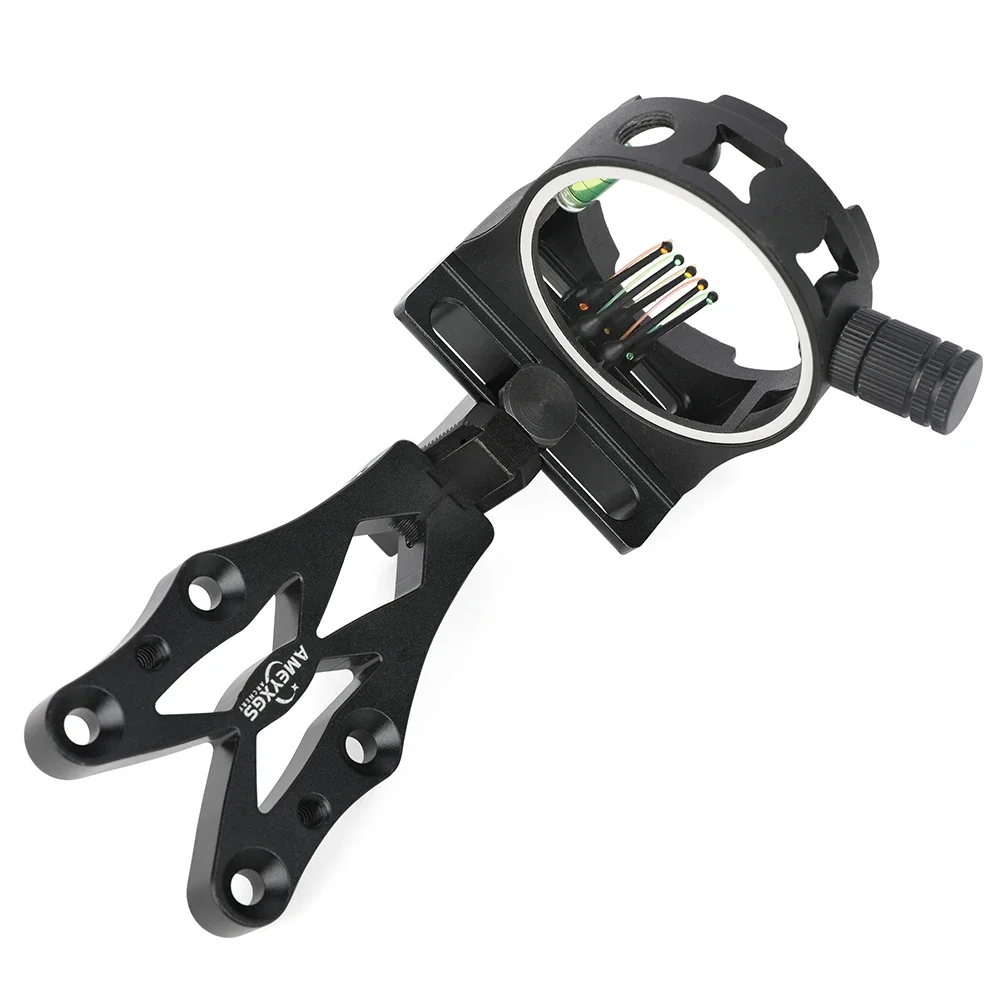 Archery Sight 5-Pin 0.019" Optical Fiber CNC Machined Alloy Sight for Adult Compound Bow Field Targeting Aiming Recreational Shooting Replacement Gear