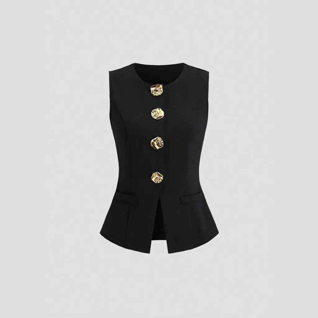 

Fashionable Slim Fit Commute Women's Vest Set Round Neck Sleeveless Elegant Style Ideal for Business Casual Occasions