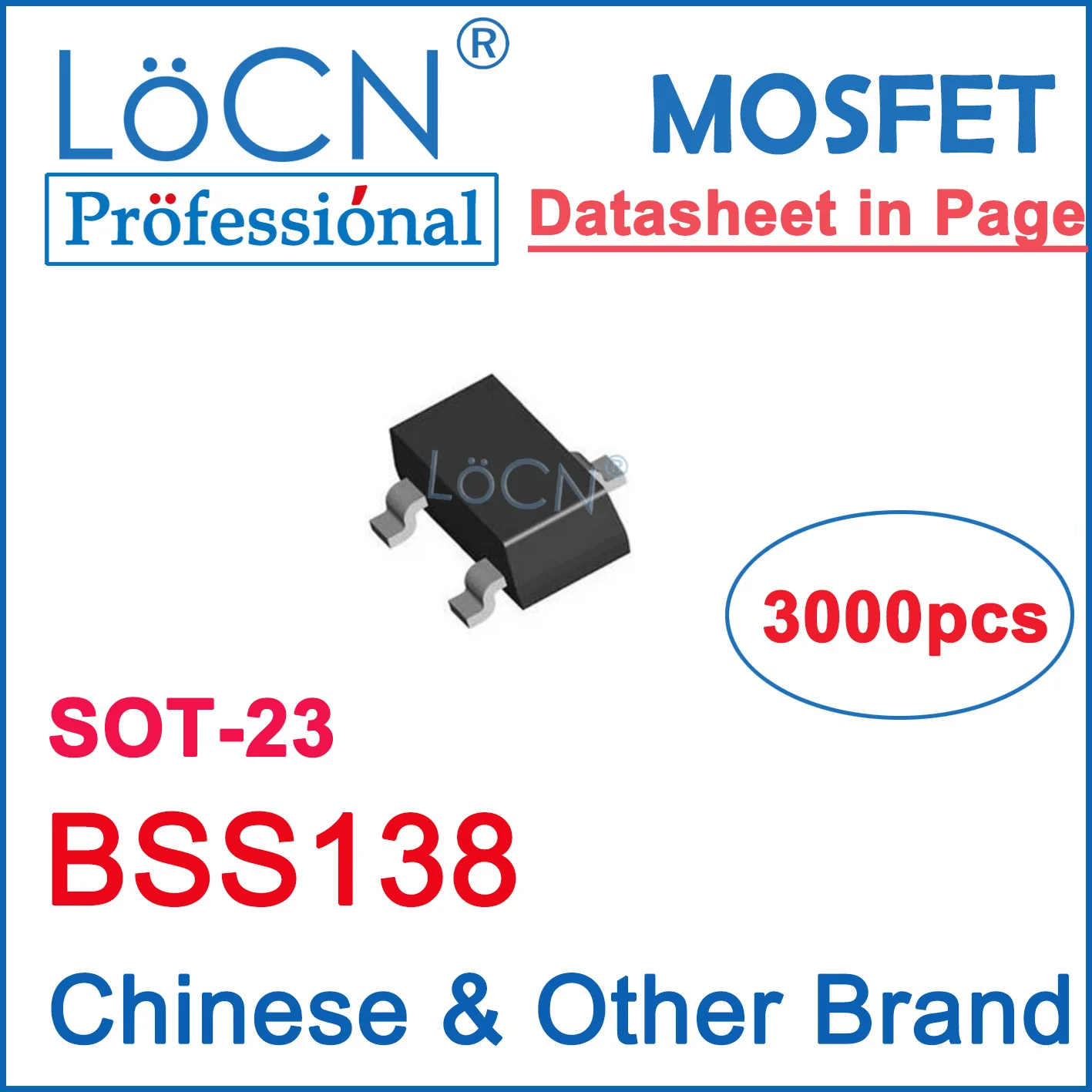 LoCN-chinês HXY Mosfet, alta qualidade, MDD Sot23, BSS138 SOT-23, 3000Pcs
