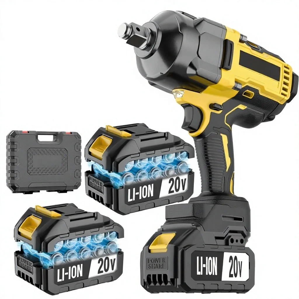 21V Lithium Battery Electric Wrench Set Industrial Grade 2000NM Cordless Impact Wrench for Heavy Equipment