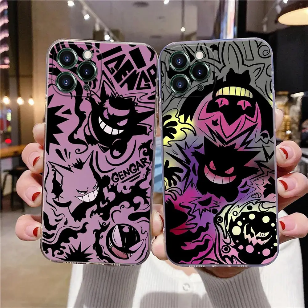 Pokemon Gengar Ghost Anime Clear Case For iPhone 16 15 14 13 12 11 Pro Max Mini Xs XR X 7 8 16 Plus 6 Soft Cover Silicone Cases