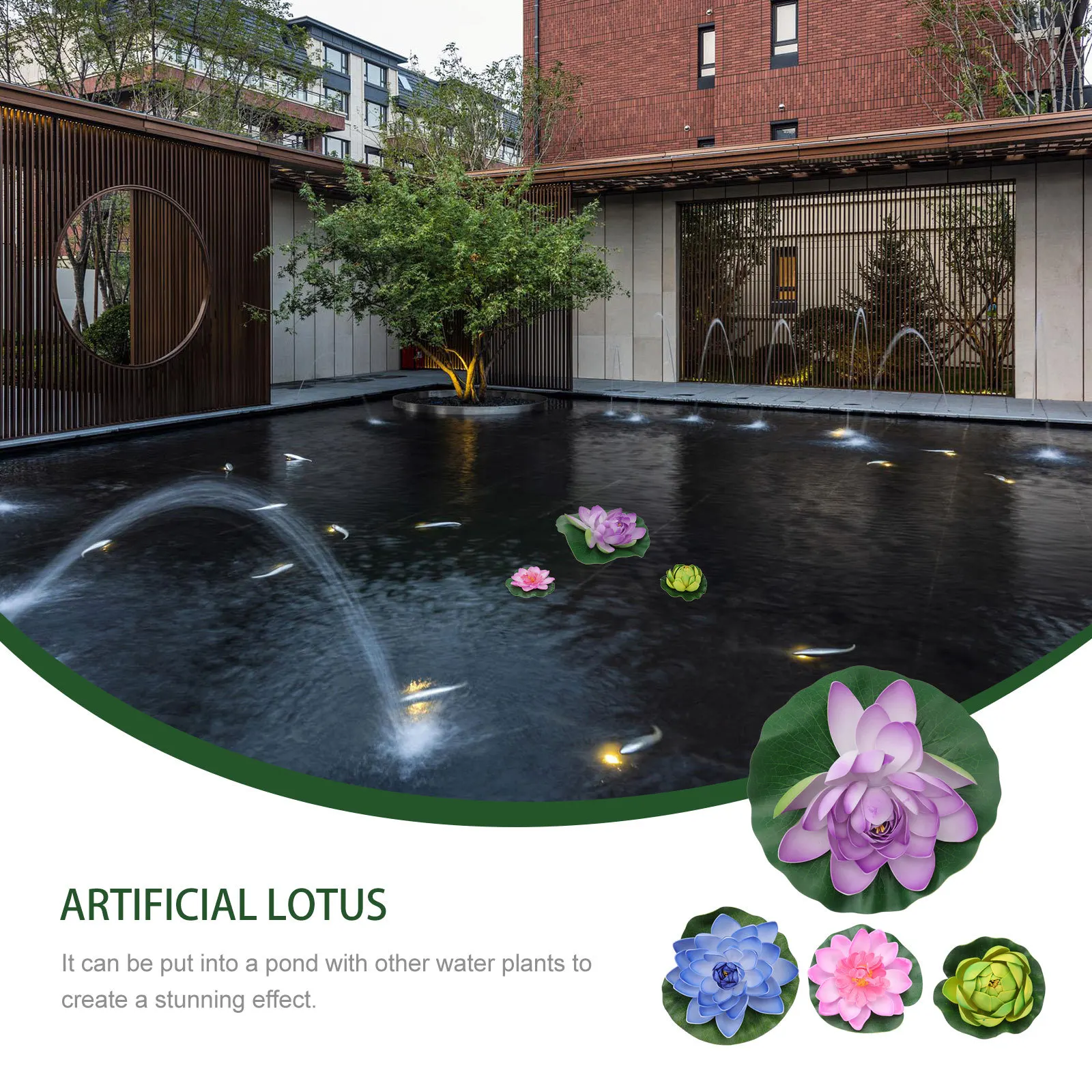 

4Pcs Artificial Lotus Floating Water Lily Eva Pond Simulation Plant Pool Decor Garden Patio Ornament Artificial Lotus