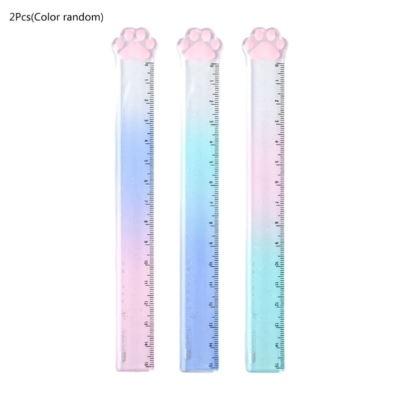 

2 Pieces Cat Paw Ruler Cartoon Drawing Ruler Plastic Measuring Ruler Multifunctional Drawing Ruler Gift for Student Kid