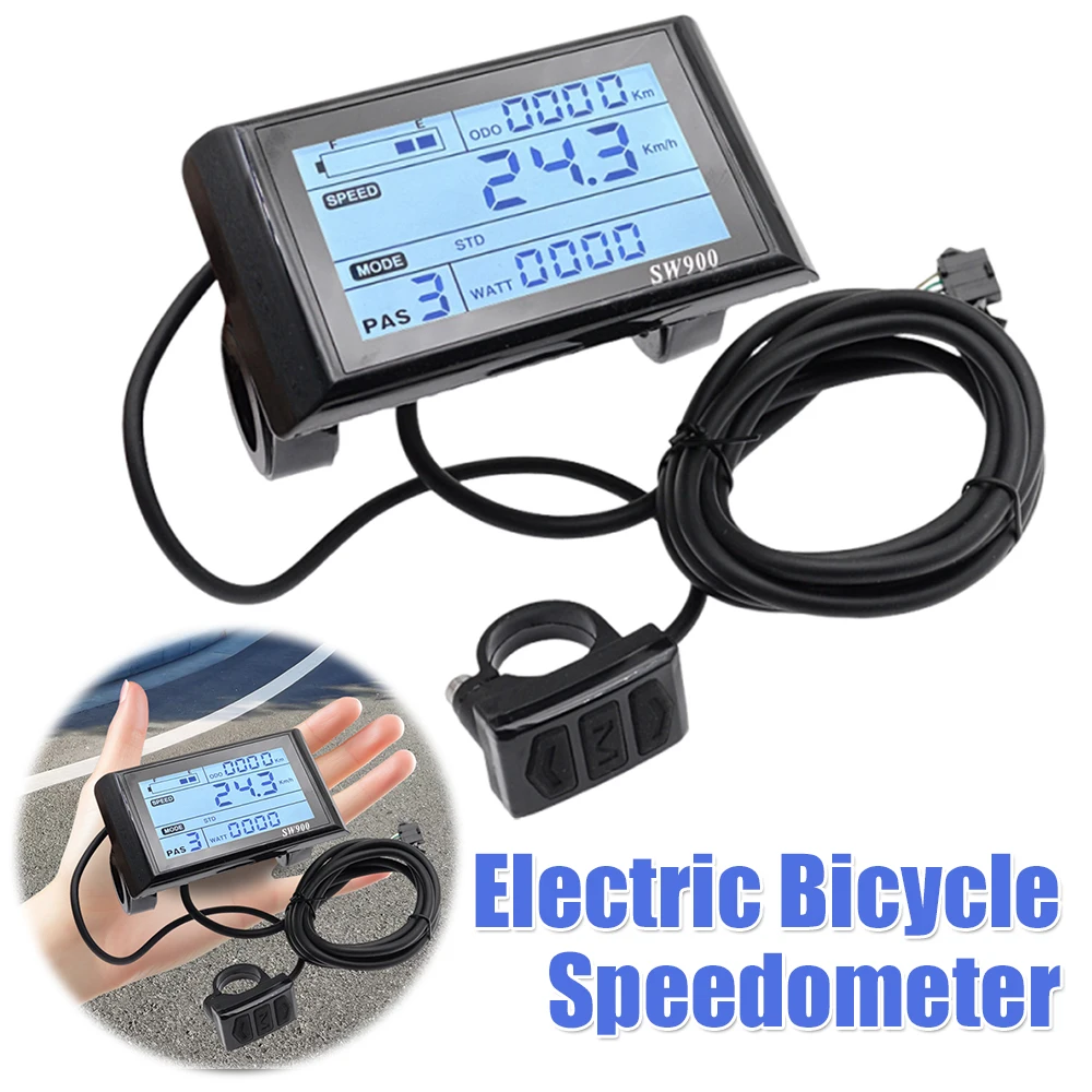 

24V/36V/48V Ebike Control Panel LCD Display Intelligent Ebike Odometer SW900 Electric Scooter Display Meter for Outdoor Cycling