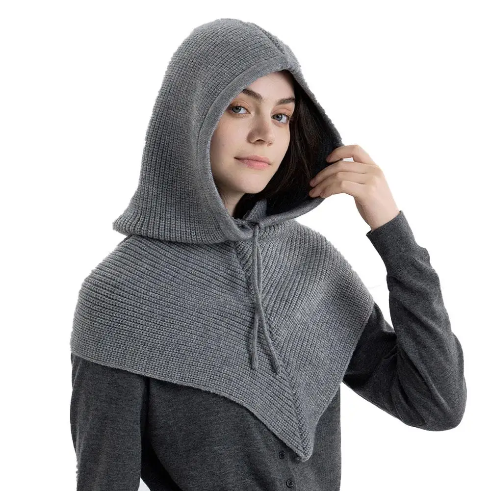 الشتاء قبعة وشاح للنساء محبوك مقنعين قبعات في الهواء الطلق الدافئة قطعة واحدة طوق الرقبة قبعات صغيرة للفتيات #3