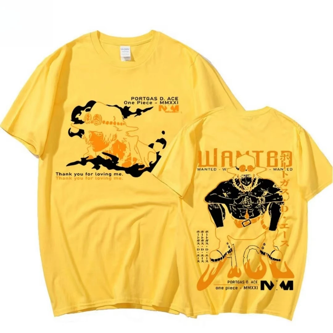 قطعة واحدة Portgas D. Ace للرجال والنساء 2026 صيف جديد أنيمي Harajuku مزدوجة الوجهين مطبوعة الأمريكية عادية الوالدين والطفل #3
