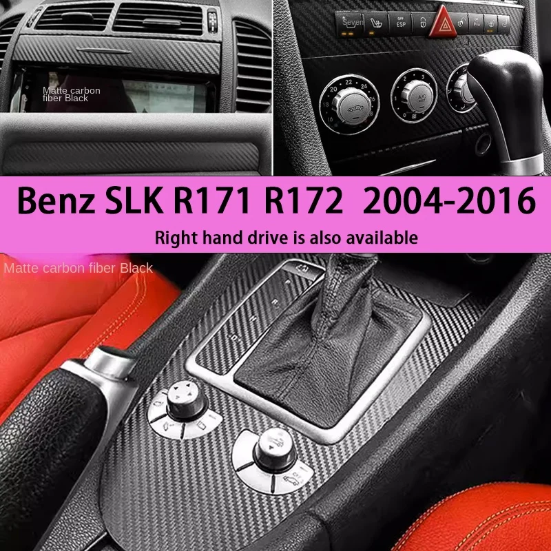 Suitable for R171 172 Interior Sticker,Carbon Fiber Modified Film for Central Control Gear Shift for Mercedes-Benz SLK 2004-2016