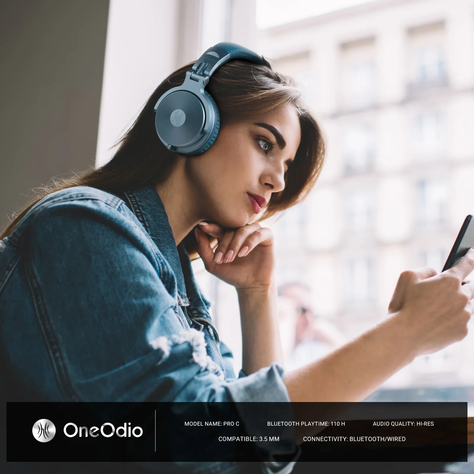 Oneodio Pro C Cuffie wireless Bluetooth 5.2 sopra l'orecchio con microfono Audio ad alta risoluzione Cuffie wireless e cablate 110 ore di riproduzione AAC