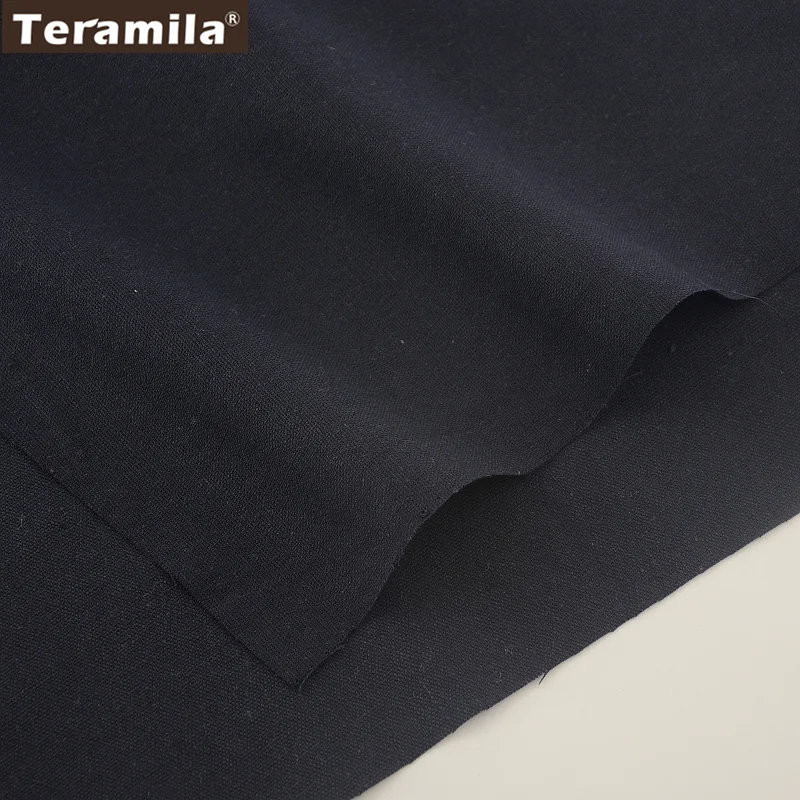 TERAMILA Cotton Linen Fabric for Sewing Tablecloth Pillow Home Decoration Table Runner,Classic White,Black Color, By The Meter