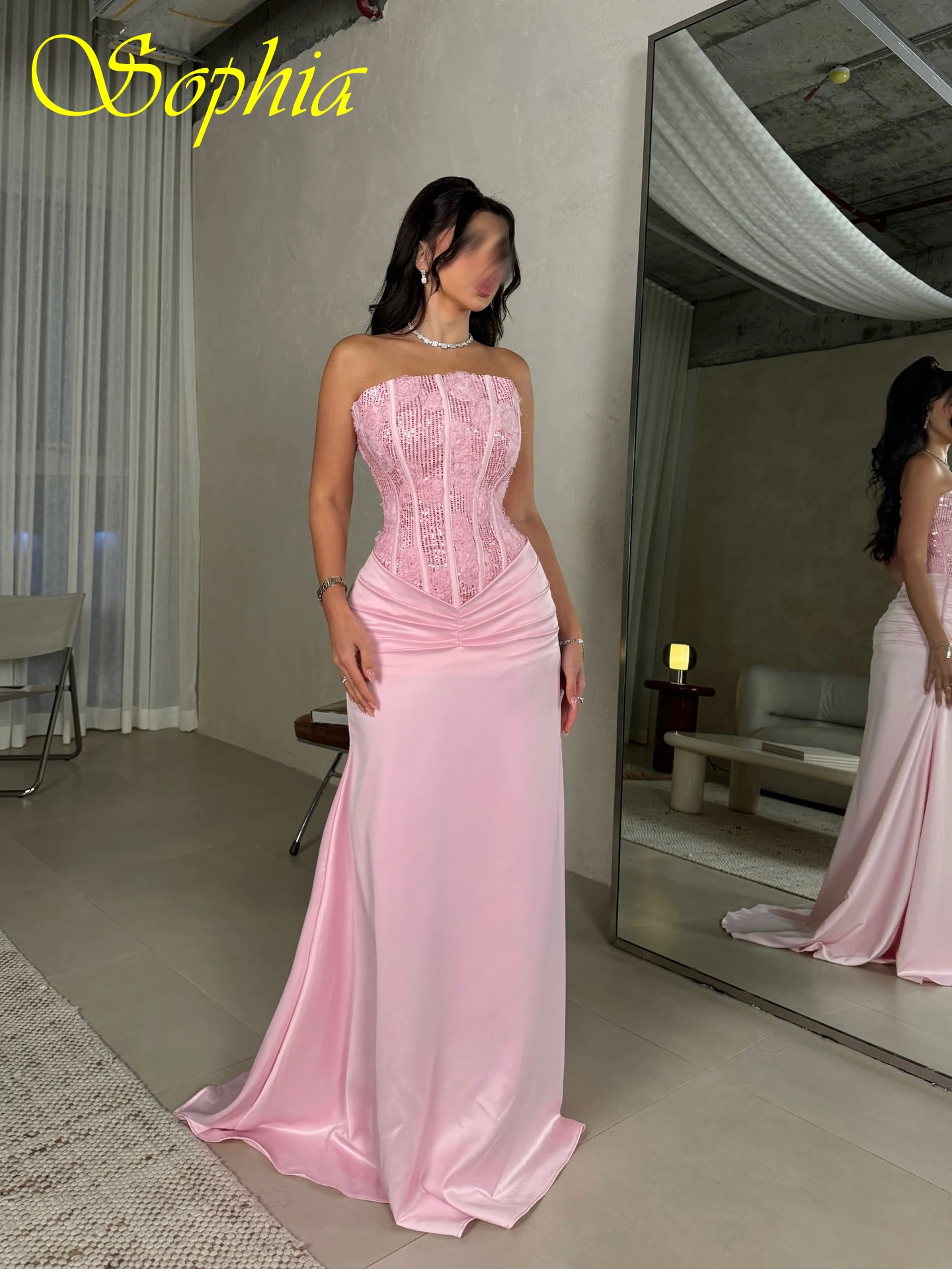 

Customized Straight Strapless Sleeveless Classic Formal Evening Dress Elegant Delicate Bespoke Occasion Gowns Fashion Prom Dress