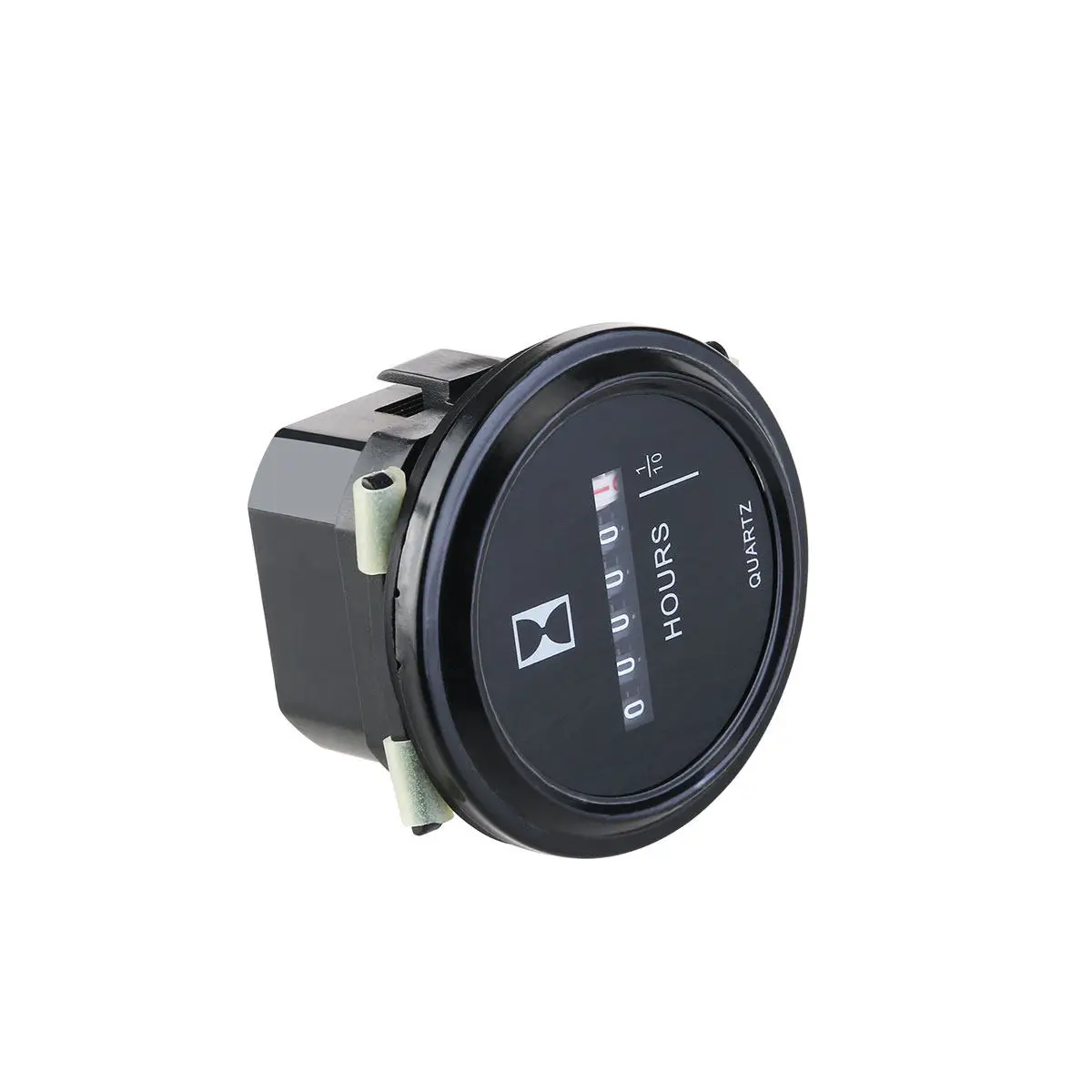 Round Quartz Hour Meter Black 10V-80V Dc Compact 2 Inch Hole Fit Generator Hour Meter Gauge for Engineering Vehicles Machinery