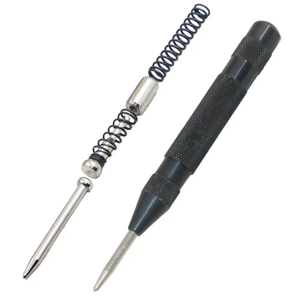 HSS High Speed Steel Center Punch Knurled Handle Punching Tool for Wood Leather and Plastic Opening Hole Punch Set