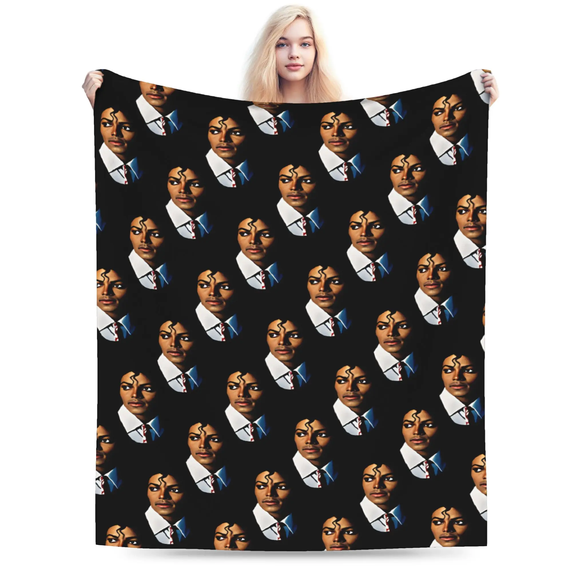 Michael Jackson King of Pop MJ Flannel Blanket Adults  Warm Cozy Throw Blanket Winter Bedroom Bedspread Sofa Bed Cover