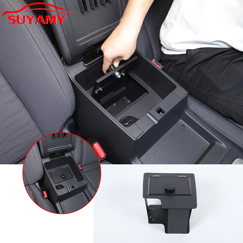 For Nissan Frontier 2022-2025 Carbon Steel Car Armrest Box Password Lock Safety Safe Armrest Safe Car Accessories