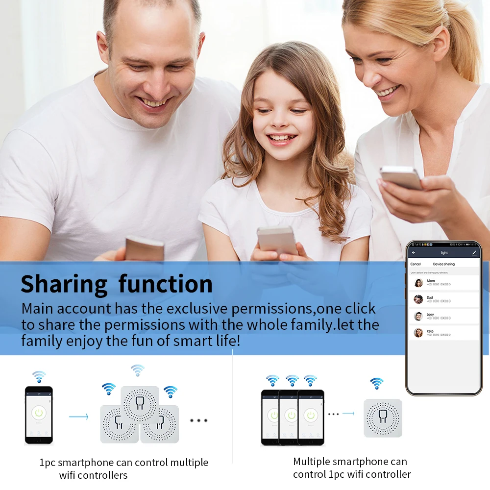Tuya WiFi Smart-Schalter 1/2/3/4-fach 4-Wege Mini Smart-Lichtschalter Kompatibel mit Smart Life Alexa Google Home Sprachsteuerung – Detail 1
