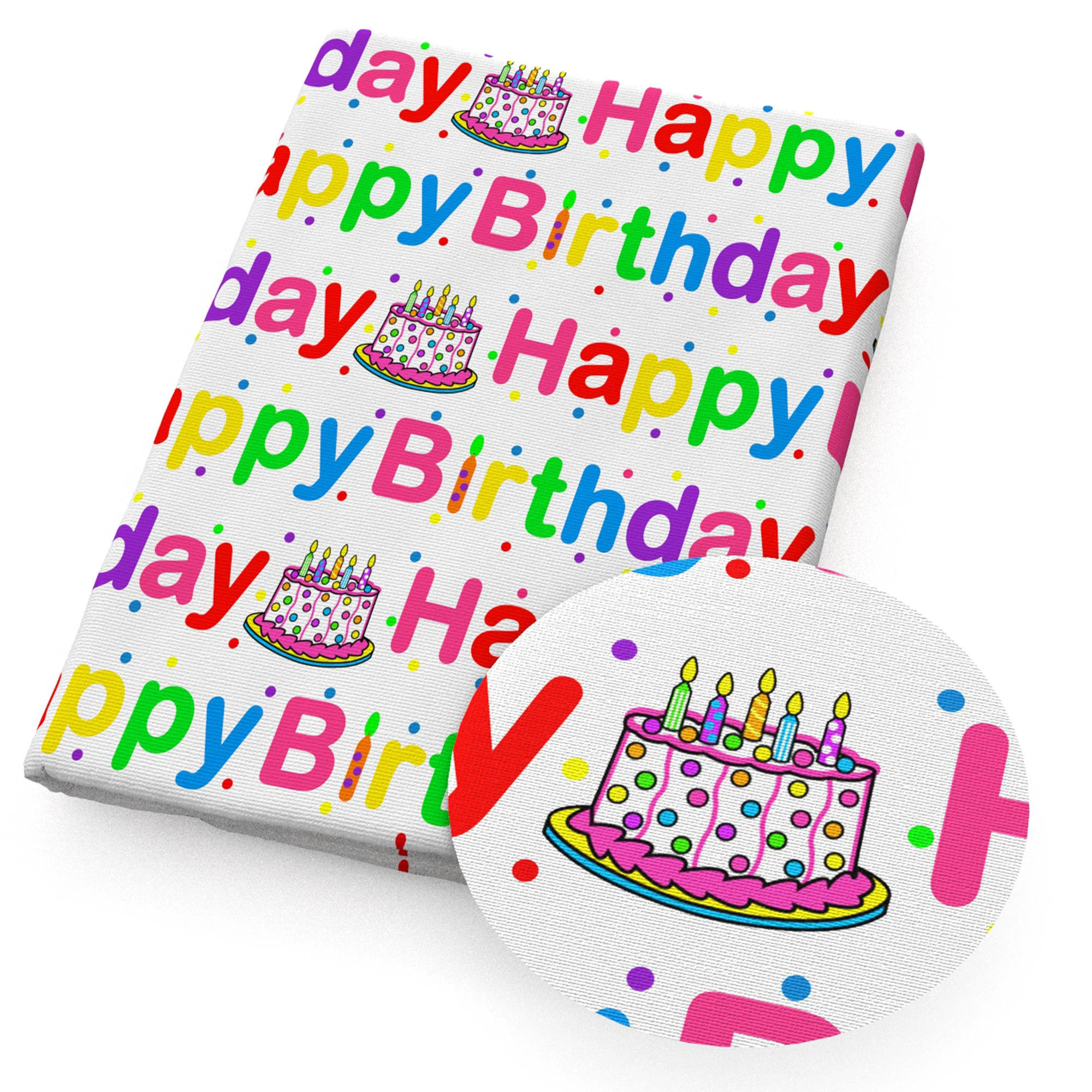 Happy Birthday Cake Balloon Printed Polyester Pure Cotton Material Patchwork Tissue Sewing Quilting Pre-cut Needlework DIY Cloth