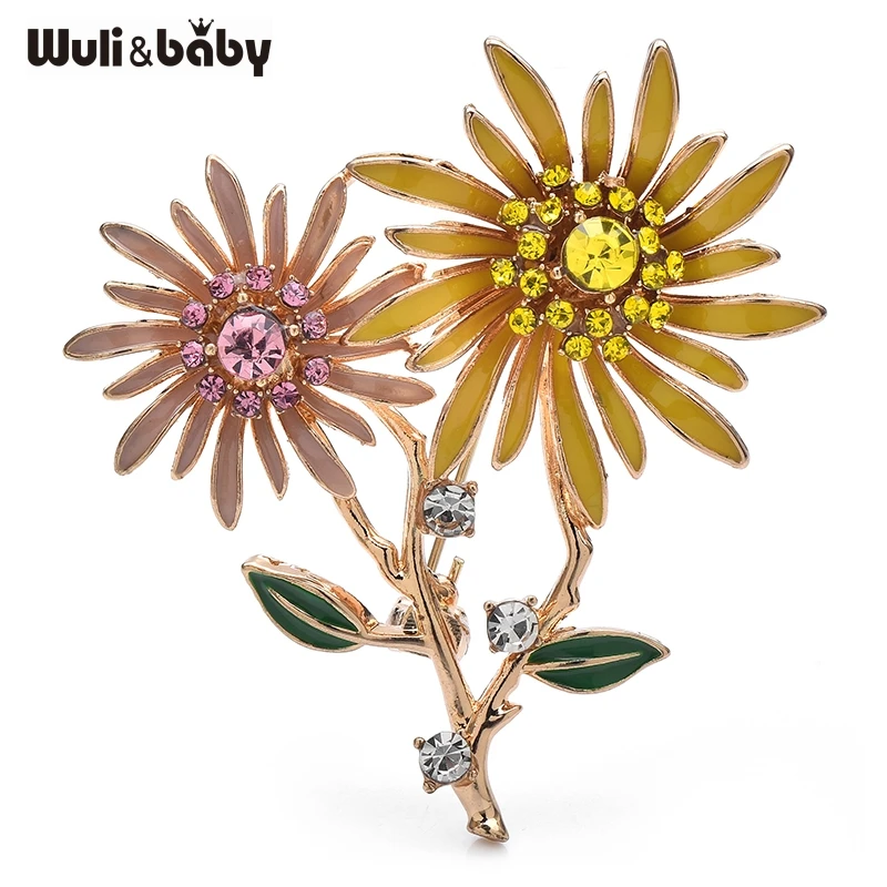 

Wuli&baby Lovely Daisy Flower Brooches For Women Lady Enamel Sunflower Plants Party Office Brooch Pins Gifts