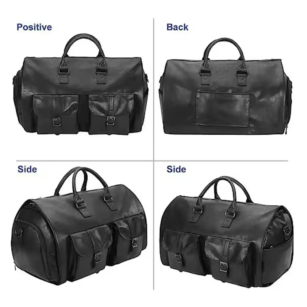 Garment Bag For Travel Convertible Carry On Garment Duffel Pu Bag For Men Waterproof Large Bag 2 In 1 Suit Dress Business T F3e1