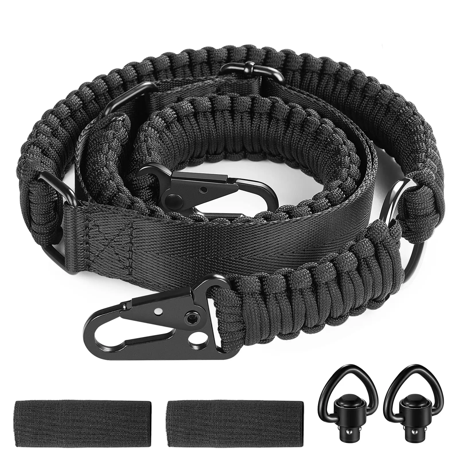 EZshoot Rifle Strap Hunting Belt 2 Point Slings Paracord Adjustable with Metal Hook and Solid Swivels Elastic protection sheath