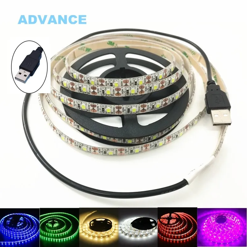 USB LED Strips SMD3528 light 5V adapter string Christmas desk Decor lamp tape For TV Background Lighting 5V 50CM 1M 2M 3M 4M 5M