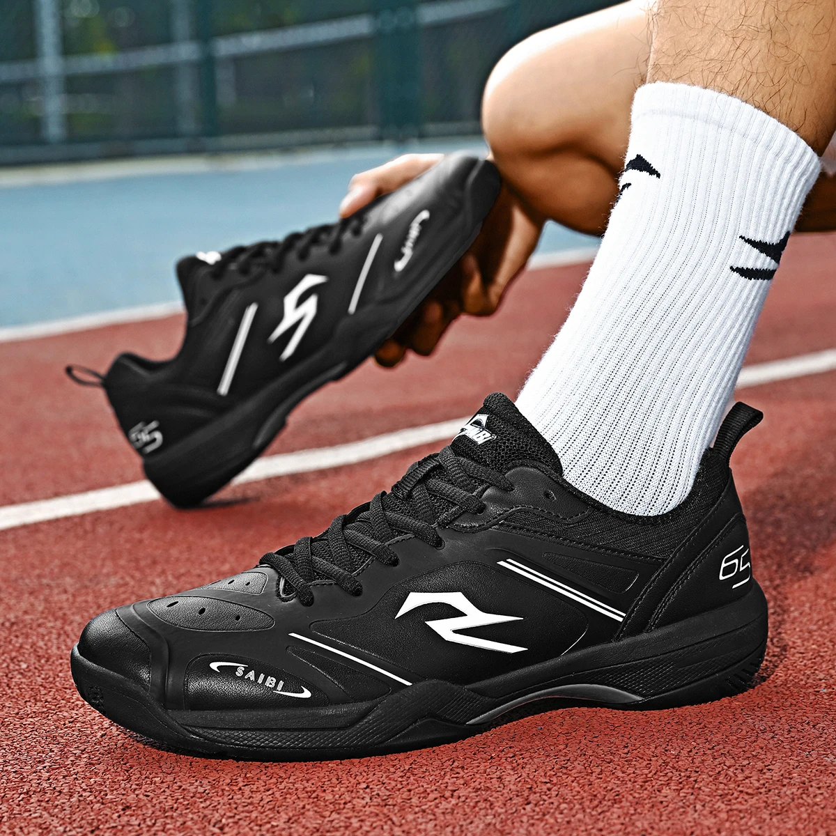 Table Tennis Shoes for Men and Women, Lightweight Outdoor Badminton Training Shoes, Breathable Lace Up Volleyball Shoes