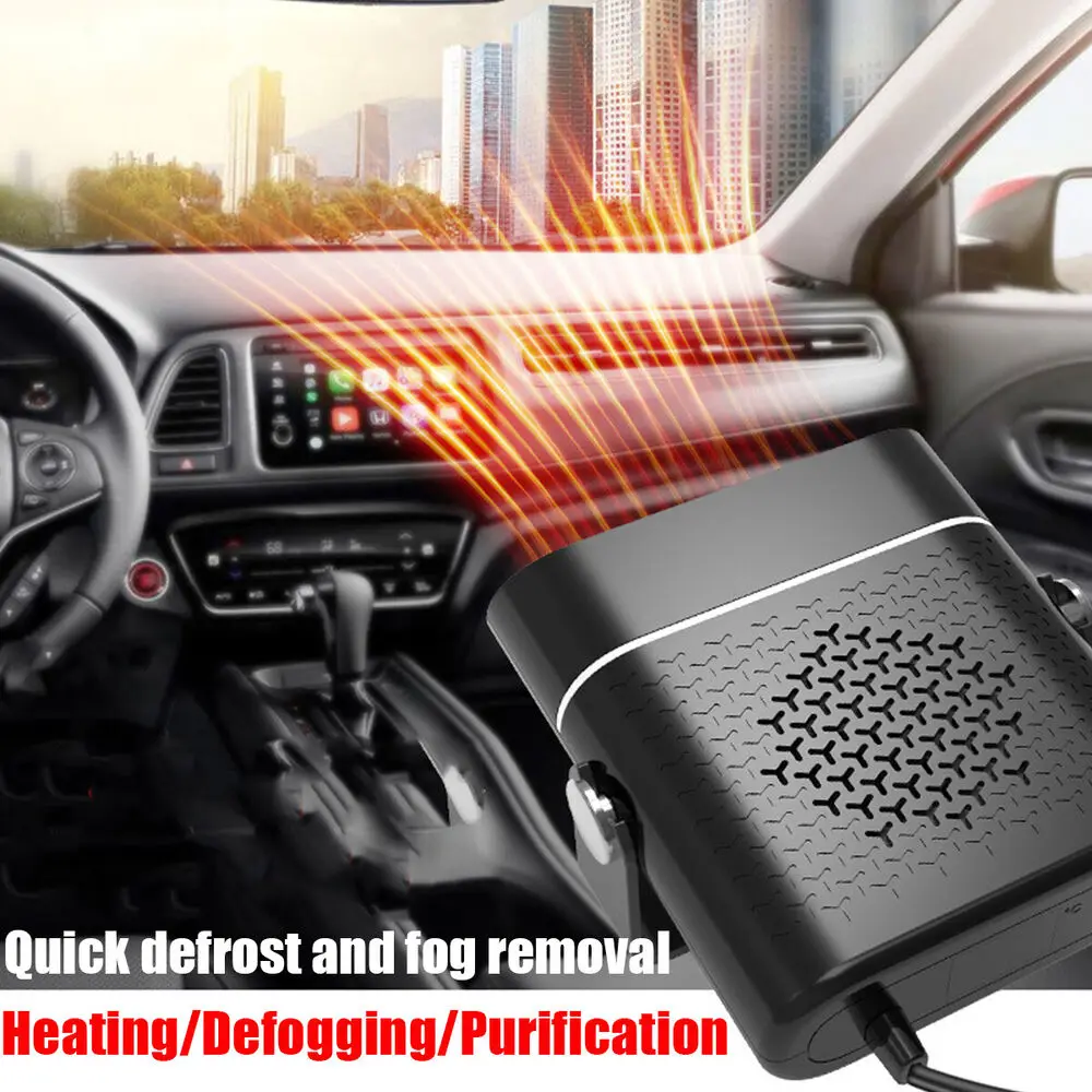 12V Portable Car Fan Heater Vehicle Heating Heater Fan Defroster Demister