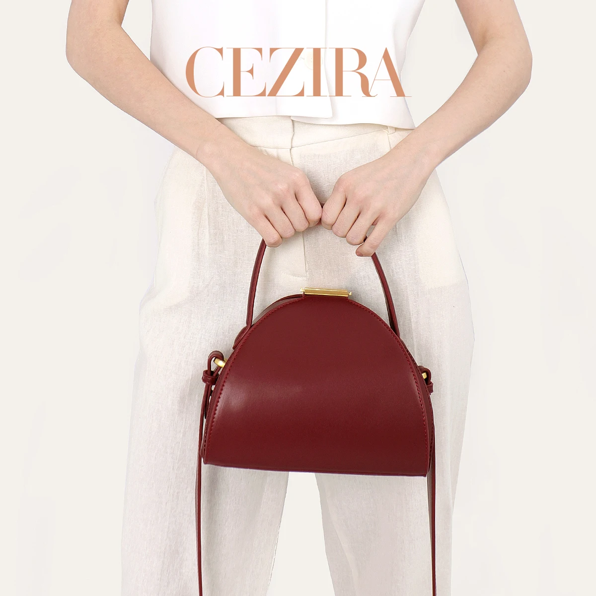 CEZIRA Novelty PU Leather Women Fashion Squeeze Lock Drawstring Closure Top-handle Bags Long Strap Cross Body Shoulder Handbags
