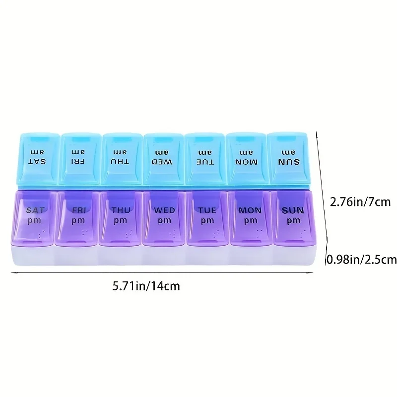 1pc Pill Box Medicine Storage Box Open Lid To Separate Pill Box 14 Compartments A Week's