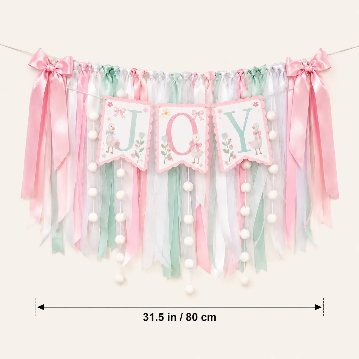 Personalized Silly Goose High Chair Banner Custom First Birthday Decor Pastel Ribbon Garland Baby One Year Cake Smash Decoration view 2