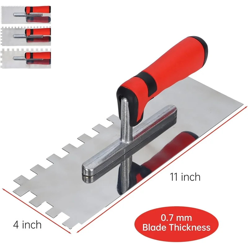 【TODAY-ONLY!】Stainless Steel Square Notched Tile Trowel Set- Masonry Tools For Tiling Installation, Includes Grout Sponge And Wo