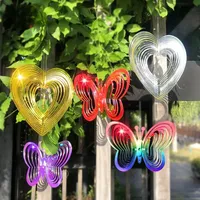 3D Heart Bird Repeller Spinner Wind Chimes Hanging Decorations Reflective Scarer Hanging Ornament Outdoor Garden Decoration