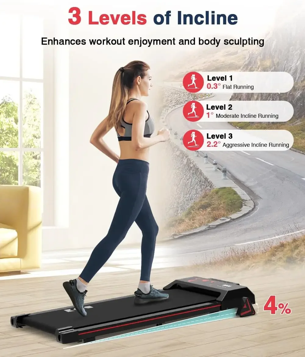 وسادة مشي مع جهاز مشي تحت المكتب، طواحين مشي محمولة مدمجة خالية من التركيب للمكتب المنزلي بسعة 265 رطلًا #3