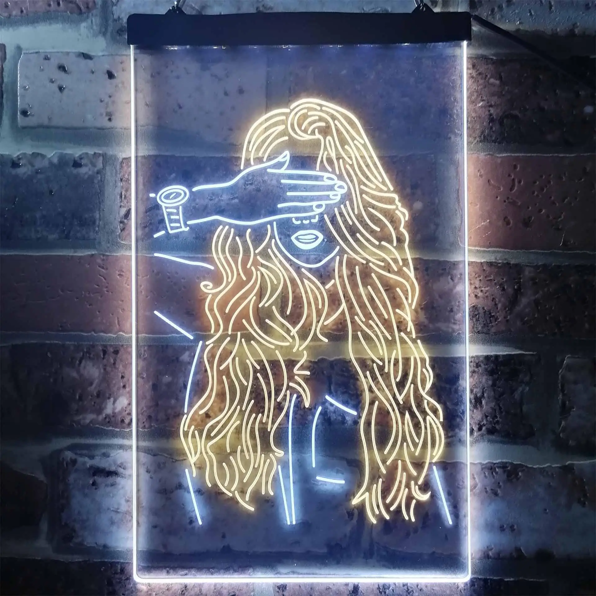Beautiful woman. Long hairs Dual Color Led Neon Sign st6-i2965