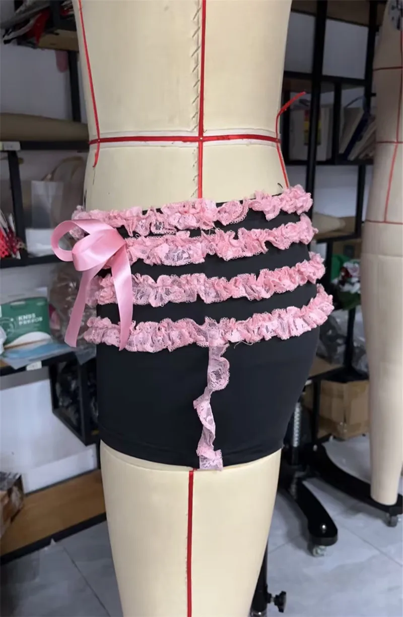 Culotte Gaono à volants pour femmes, culotte Aliments Kawaii, dentelle dégradée, nœud papillon, short de sécurité Lolita, pantalon bouffant